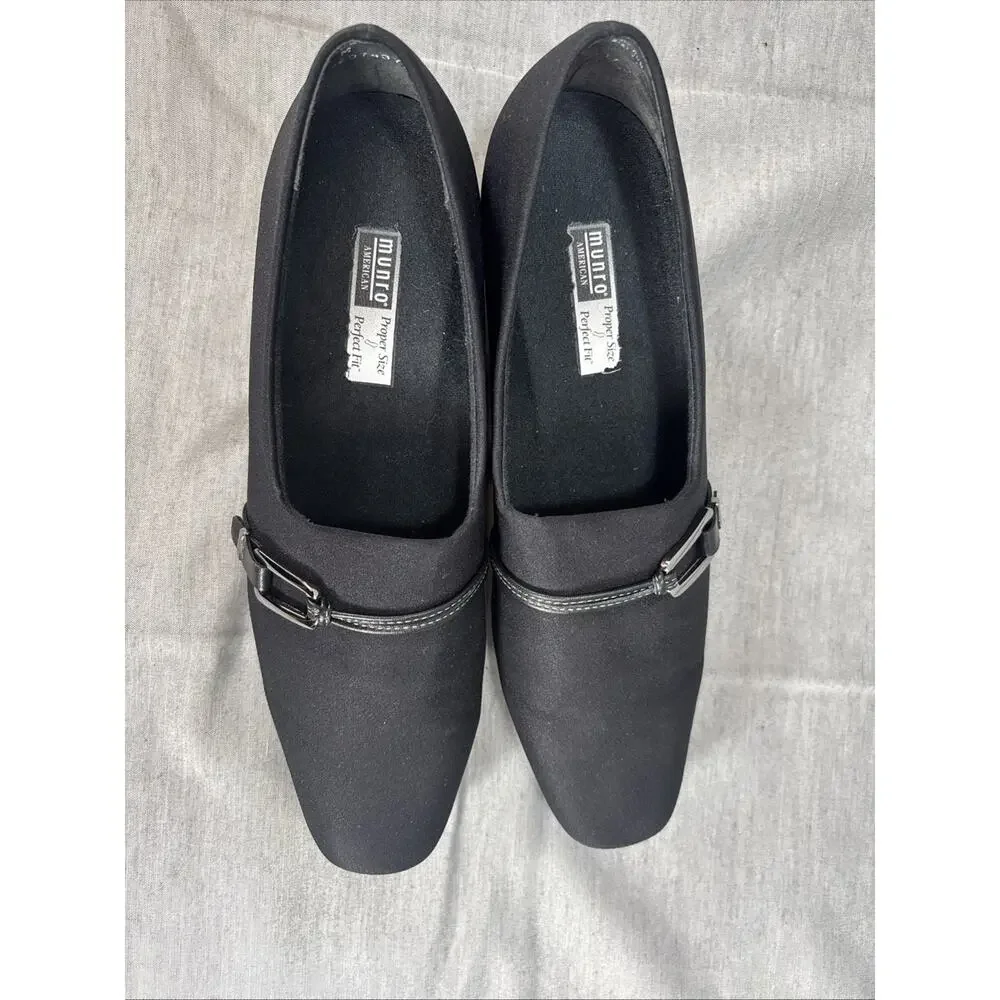 Munro American Cindi‎ Black Stretch Fabric Pumps Women’s Size 9 Mid Heel Dress